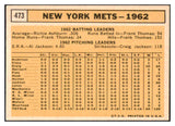 1963 Topps Baseball #473 New York Mets Team EX 503609