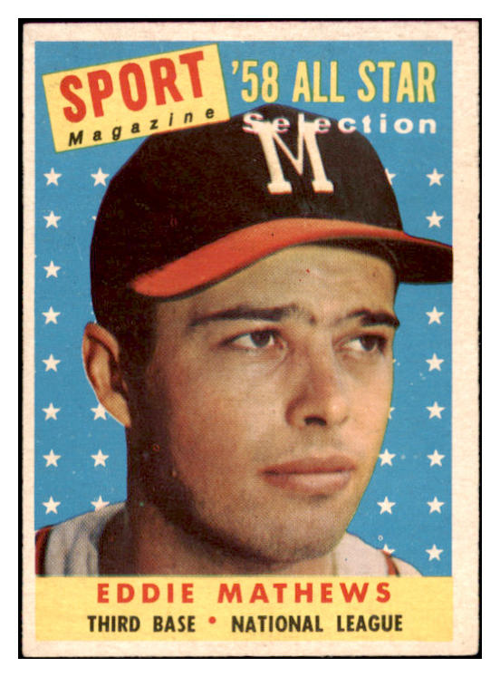 1958 Topps Baseball #480 Eddie Mathews A.S. Braves EX-MT 503619