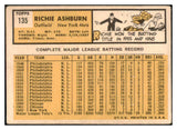 1963 Topps Baseball #135 Richie Ashburn Mets VG 503946