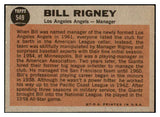 1962 Topps Baseball #549 Bill Rigney Angels EX 504003