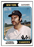 1974 Topps Baseball #340 Thurman Munson Yankees NR-MT 504104