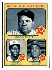 1973 Topps Baseball #001 Hank Aaron Babe Ruth Willie Mays NR-MT 504307
