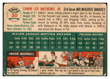 1954 Topps Baseball #030 Eddie Mathews Braves VG 504348