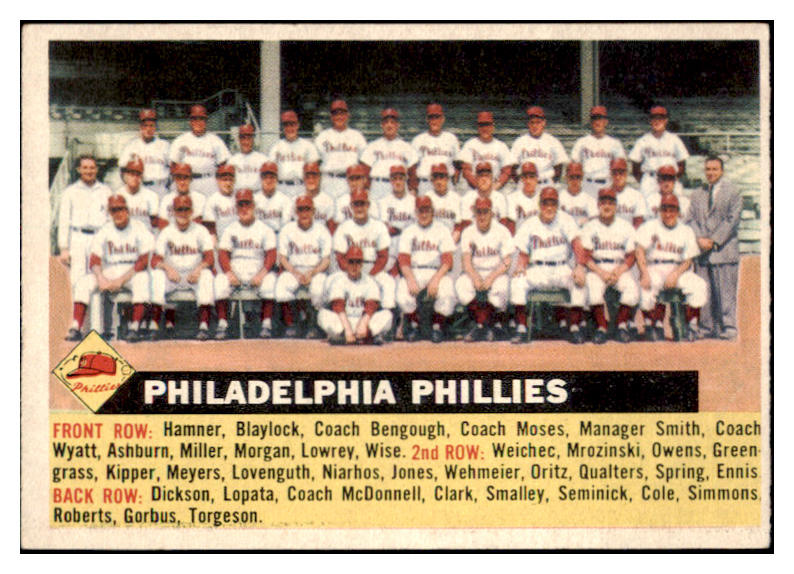 1956 Topps Baseball #072 Philadelphia Phillies Team EX-MT Gray 504372