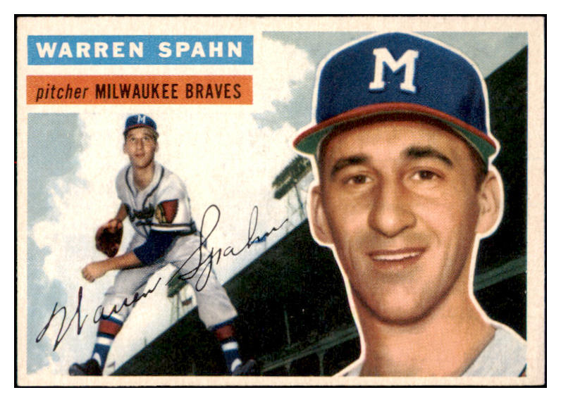 1956 Topps Baseball #010 Warren Spahn Braves EX-MT White 504380