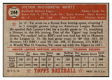 1952 Topps Baseball #244 Vic Wertz Tigers EX-MT 504419