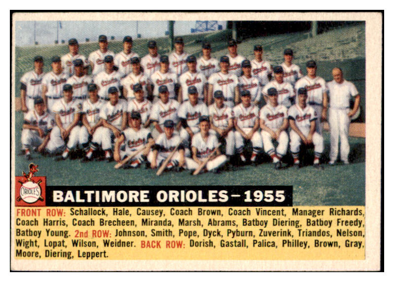 1956 Topps Baseball #100 Baltimore Orioles Team EX-MT oc Dated 504435