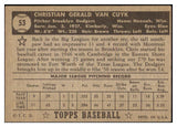 1952 Topps Baseball #053 Chris Van Cuyk Dodgers EX+/EX-MT Black 504440