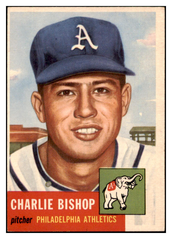 1953 Topps Baseball #186 Charlie Bishop A"S EX-MT 504456