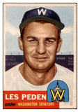 1953 Topps Baseball #256 Les Peden Senators EX-MT 504468