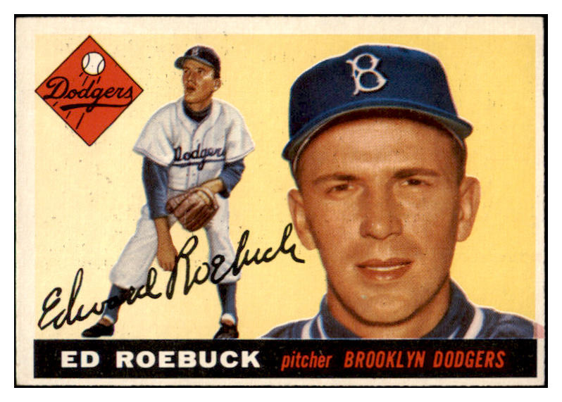 1955 Topps Baseball #195 Ed Roebuck Dodgers NR-MT 504576