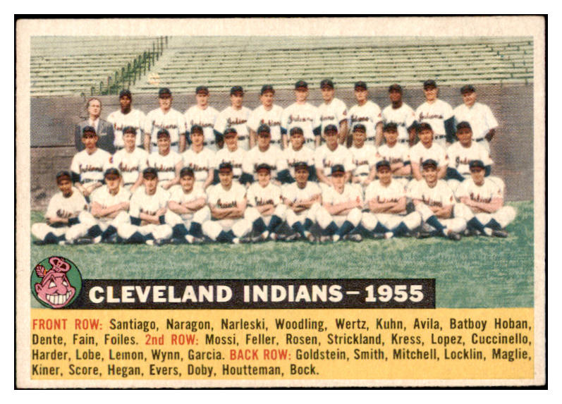 1956 Topps Baseball #085 Cleveland Indians Team EX-MT Dated 504609