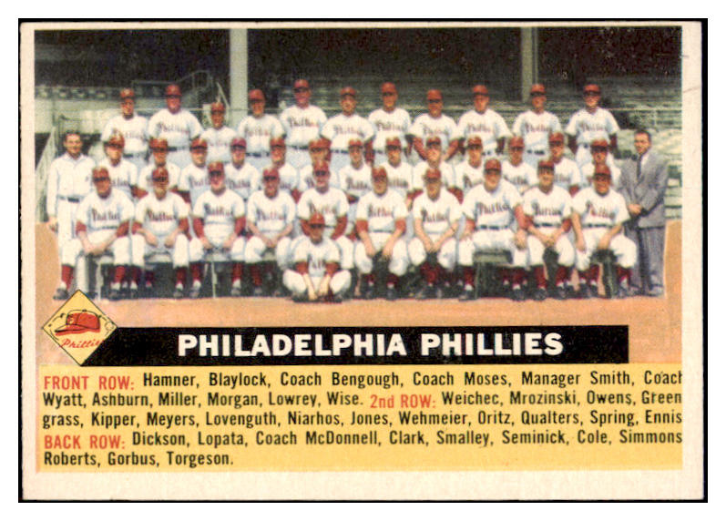 1956 Topps Baseball #072 Philadelphia Phillies Team EX-MT White 504613