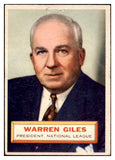 1956 Topps Baseball #002 Warren Giles President GD-VG White 504626