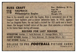 1952 Bowman Large Football #116 Russ Craft Eagles VG-EX 504675