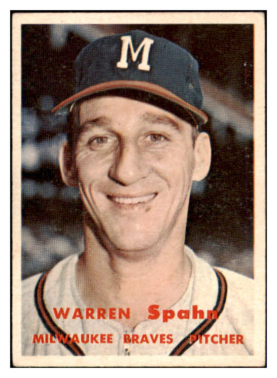 1957 Topps Baseball #090 Warren Spahn Braves EX-MT 504712
