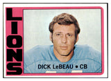 1972 Topps Football #335 Dick Lebeau Lions EX-MT 504733