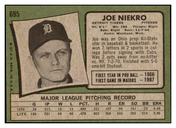 1971 Topps Baseball #695 Joe Niekro Tigers NR-MT 504848