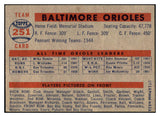 1957 Topps Baseball #251 Baltimore Orioles Team EX-MT 504885