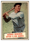 1961 Topps Baseball #405 Lou Gehrig Yankees EX 504929