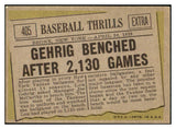 1961 Topps Baseball #405 Lou Gehrig Yankees EX 504929