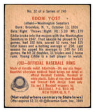 1949 Bowman Baseball #032 Eddie Yost Senators VG-EX 505024