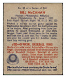 1949 Bowman Baseball #080 Bill McCahan A's VG-EX 505031