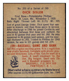 1949 Bowman Baseball #205 Dick Sisler Phillies EX-MT 505058