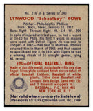 1949 Bowman Baseball #216 Schoolboy Rowe Phillies EX-MT 505061