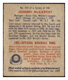 1949 Bowman Baseball #220 Johnny McCarthy Giants EX-MT 505062