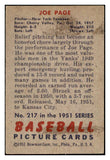 1951 Bowman Baseball #217 Joe Page Yankees EX 505141