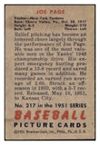 1951 Bowman Baseball #217 Joe Page Yankees EX 505142