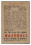 1951 Bowman Baseball #109 Allie Reynolds Yankees EX 505205