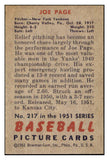 1951 Bowman Baseball #217 Joe Page Yankees NR-MT 505219