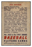 1951 Bowman Baseball #323 Joe Adcock Reds VG 505241
