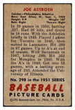 1951 Bowman Baseball #298 Joe Astroth A's VG-EX 505256