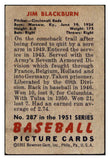 1951 Bowman Baseball #287 Jim Blackburn Reds VG-EX 505261