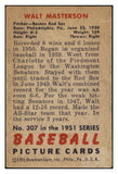 1951 Bowman Baseball #307 Walt Masterson Red Sox VG-EX 505262