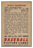 1951 Bowman Baseball #294 Jocko Thompson Phillies VG-EX 505264