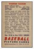 1951 Bowman Baseball #318 Warren Hacker Cubs EX 505273