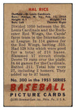 1951 Bowman Baseball #300 Hal Rice Cardinals EX-MT 505293