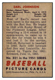 1951 Bowman Baseball #321 Earl Johnson Tigers EX-MT 505297