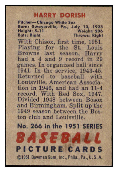 1951 Bowman Baseball #266 Harry Dorish White Sox EX 505301