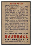 1951 Bowman Baseball #288 Bobby Adams Reds EX 505308