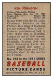 1951 Bowman Baseball #293 Ken Johnson Phillies EX 505311