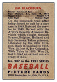 1951 Bowman Baseball #287 Jim Blackburn Reds NR-MT 505364