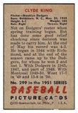 1951 Bowman Baseball #299 Clyde King Dodgers NR-MT 505368