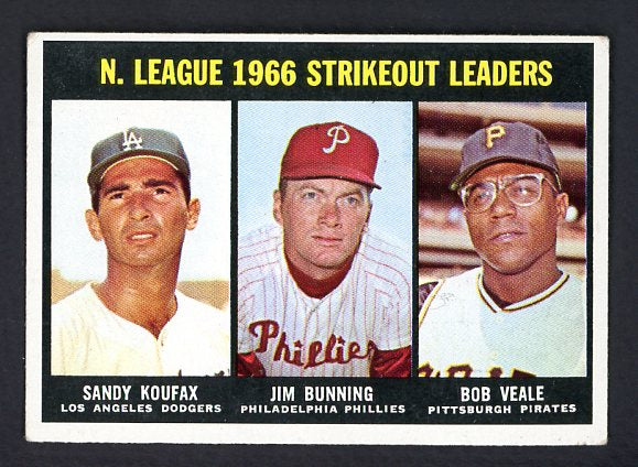 1967 Topps Baseball #238 N.L. Strike Out Leaders Sandy Koufax VG-EX 505420