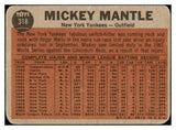 1962 Topps Baseball #318 Mickey Mantle IA Yankees PR-FR 505483