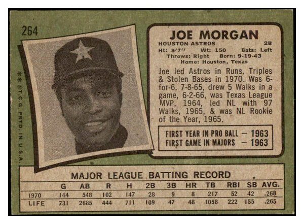 1971 Topps Baseball #264 Joe Morgan Astros EX 505578
